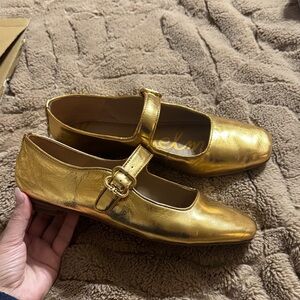 Sam Edelman Metallic Gold Mary Jane Loafers